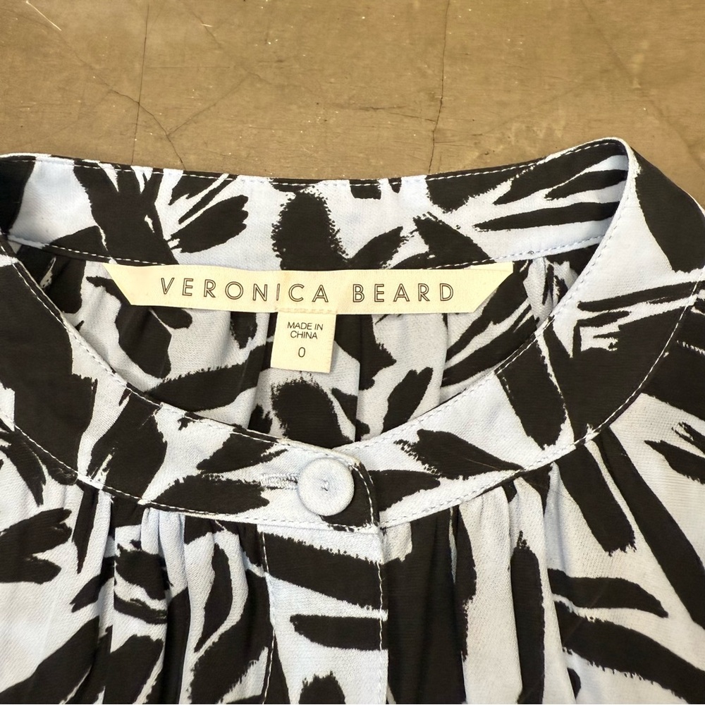 Veronica Beard Ashlynn Brushstroke Silk Blend Blouse Sz 0 - Picture 7 of 8